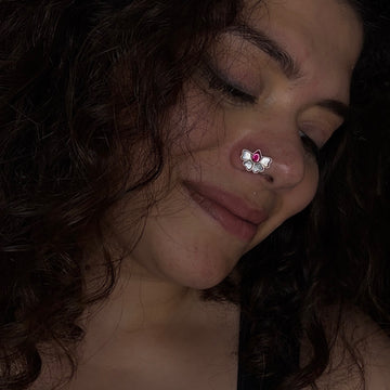 Ruby With Mother Of Pearl Nose Pin